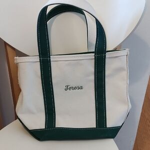 Green and White Tote Bag Size Small